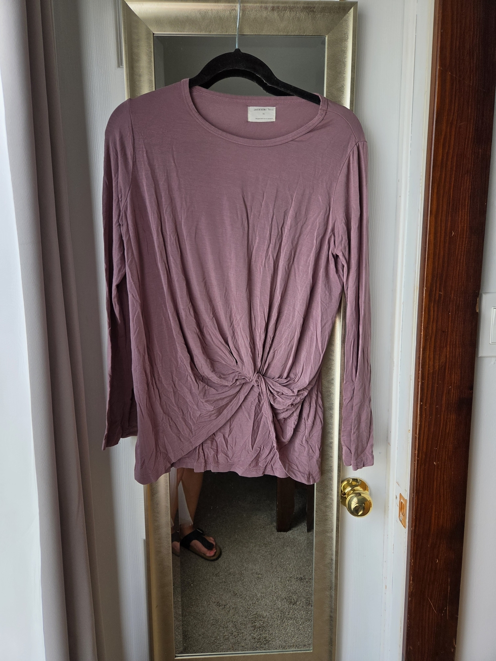 Jackson Rowe Mauve Pink Long-Sleeve Knot Front Top
